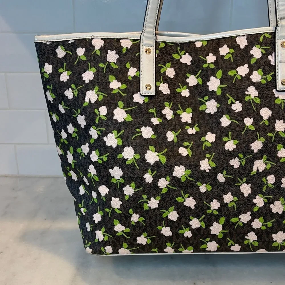 Michael Kors Bag Purse Handbag Floral Carter  XL Open Carry All Tote Pocketbook